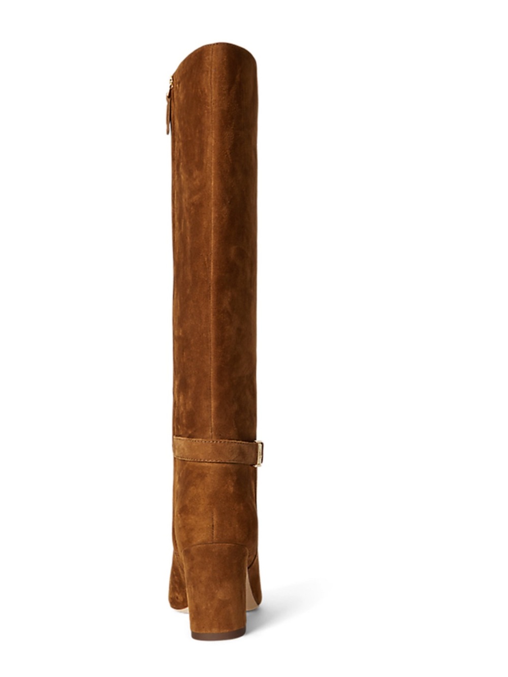 Ralph Lauren Chestnut Suede Knee-High Block Heel Boots - Picture 2 of 3